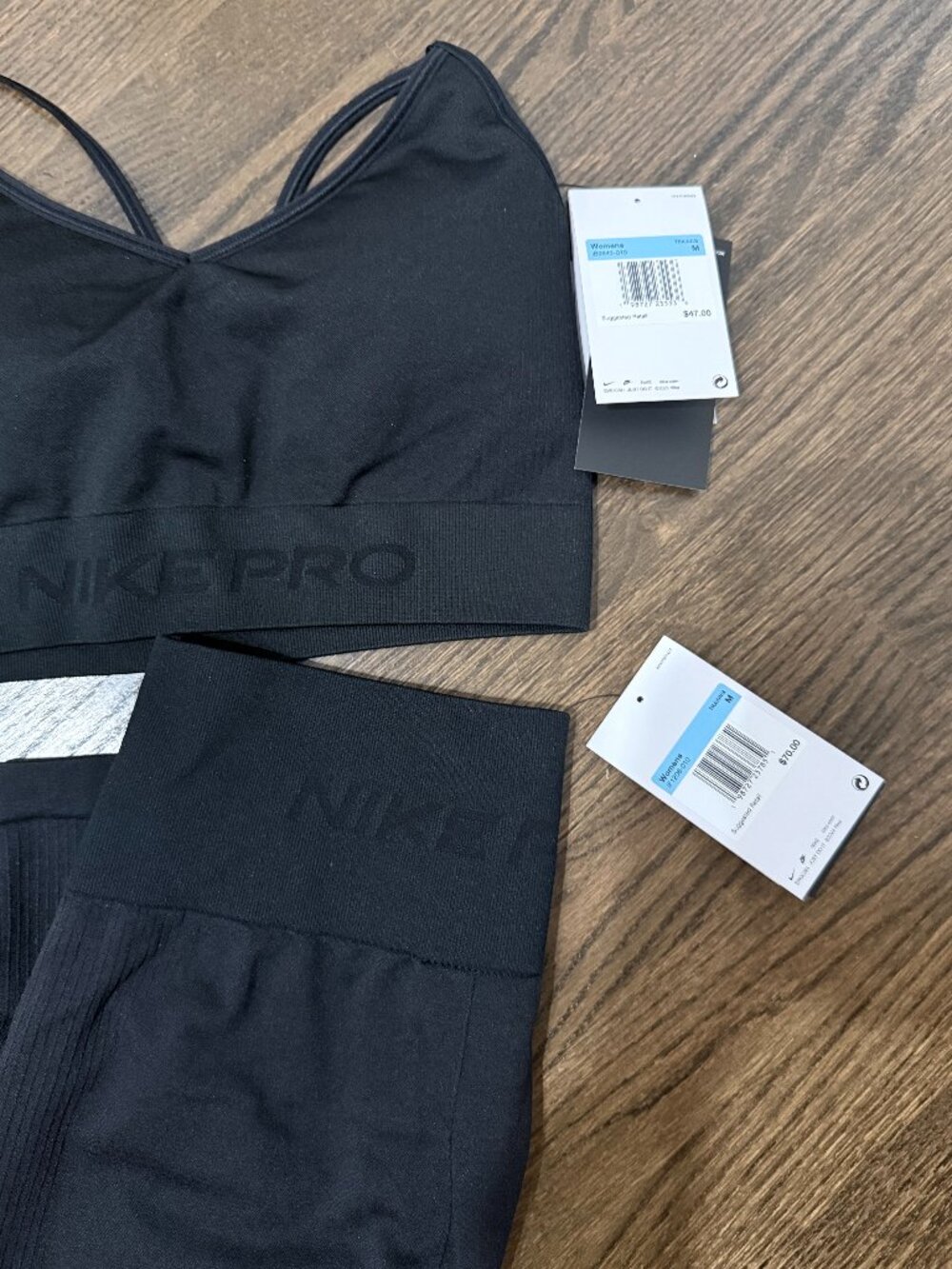 Nike Pro Black Matching Set Sports Bra Leggings NWT M